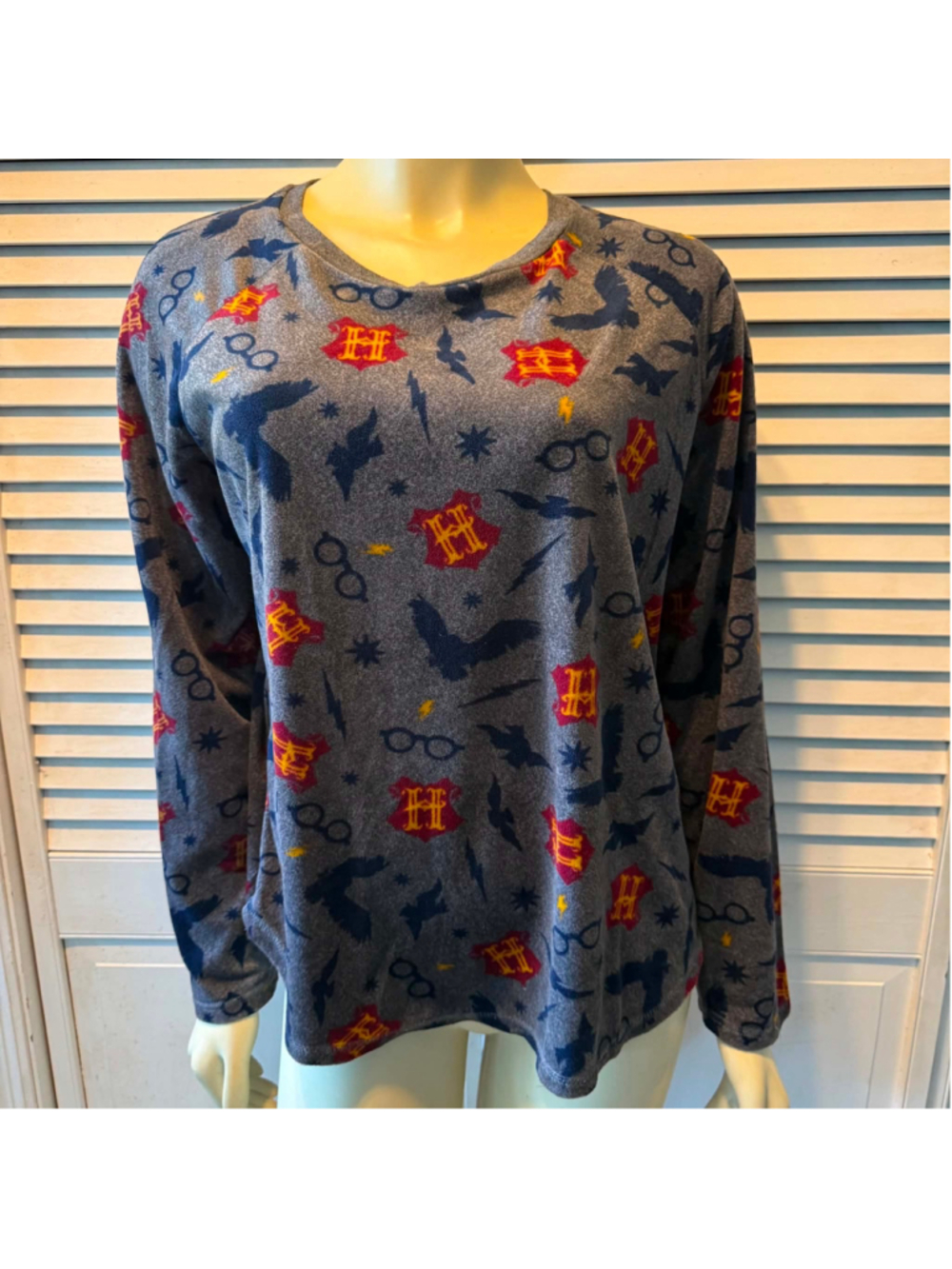 Girls Harry Potter Long-Sleeve Pajama Top Size 12 Grey Red